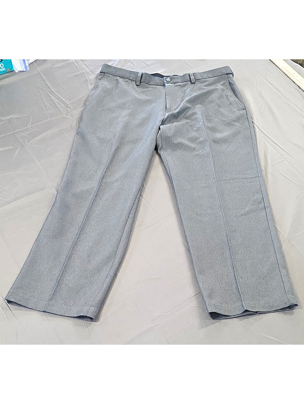 Haggar Gray Polyester Twill Classic Fit Flat Front Straight Leg Dress Pants 38W